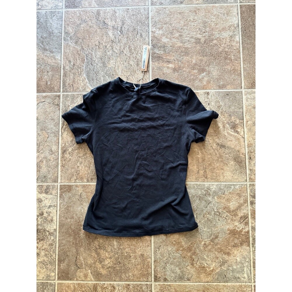 Skims Cotton Jersey T-Shirt Soot Size Small